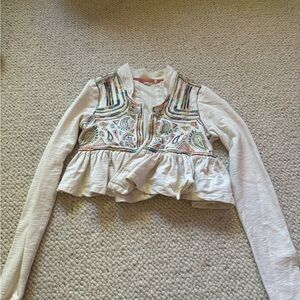 Anthropologie Cropped Lilka Valle Jacket/Cardigan Embroidered Boho Medium